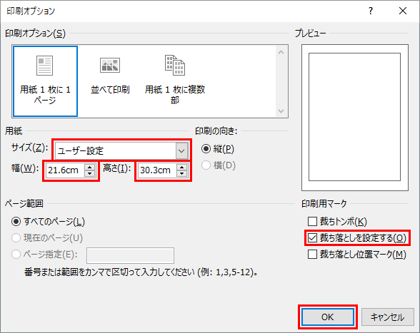 印刷オプション